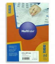 Самоклеящиеся этикетки Multilabel 210*297 мм, 1 шт на листе А4, 100 лист/пачка (Цены с НДС)